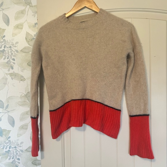 Jigsaw Sweaters - Red and Tan Women's Sweater